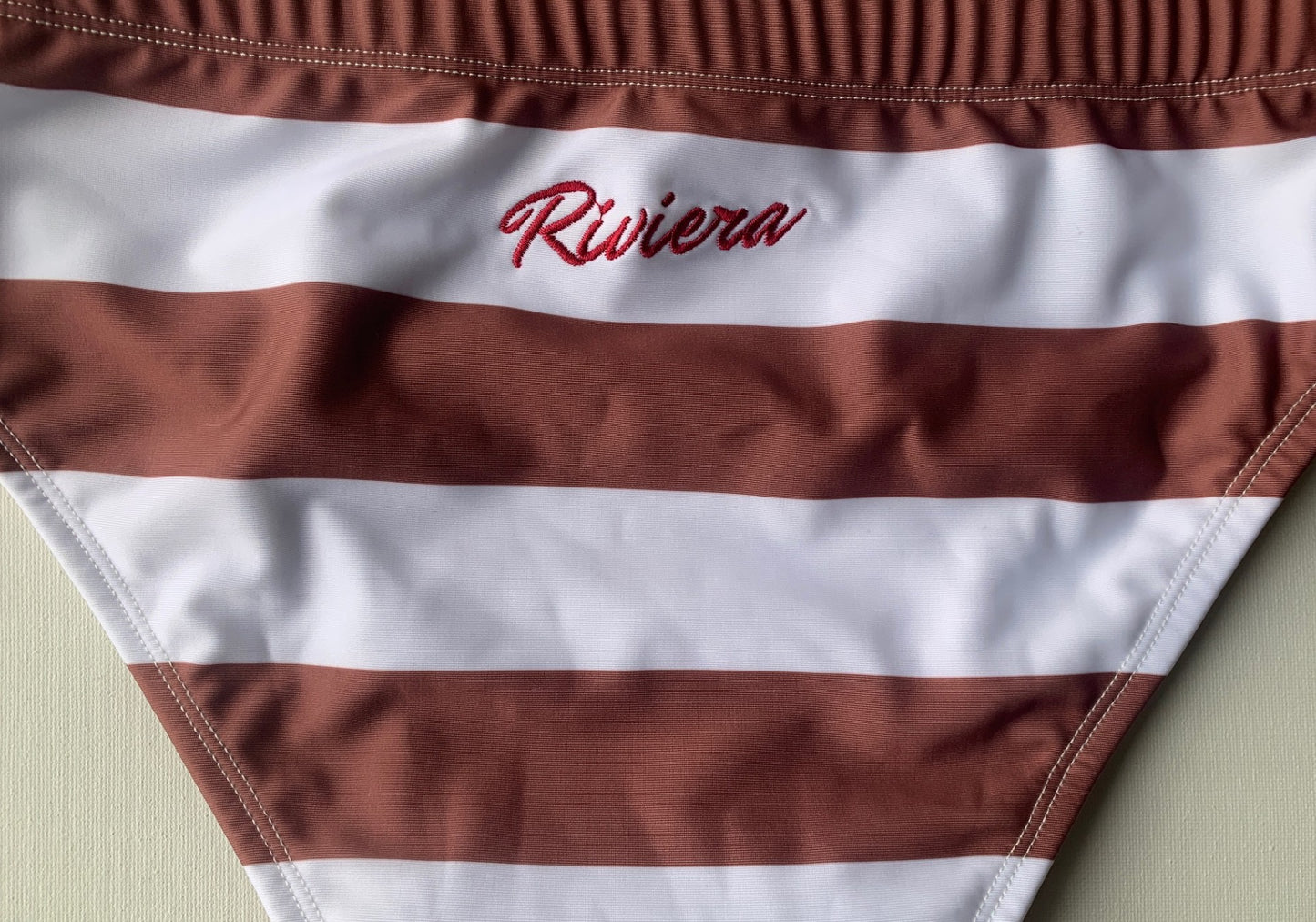 Striped Signature Swim Brief - Beige