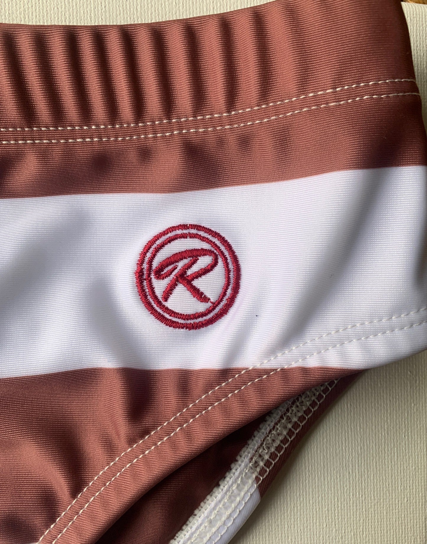 Striped Signature Swim Brief - Beige